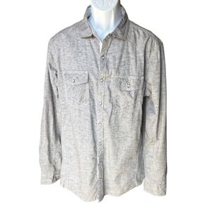BKE Gray Western Style Pearl Snap Long Sleeve Shirt, Standard Fit, Large, Cowboy